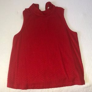 Red geometric Anthropologie turtleneck tank